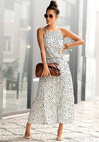 Buffalo Maxikleid mit Pünktchendruck, fließendes Sommerkleid, Jerseykleid günstig online kaufen