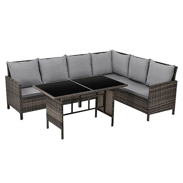 Svita Madison Rattan-Lounge Ecksofa Rattan-Lounge Gartenmöbel-Set Braun günstig online kaufen