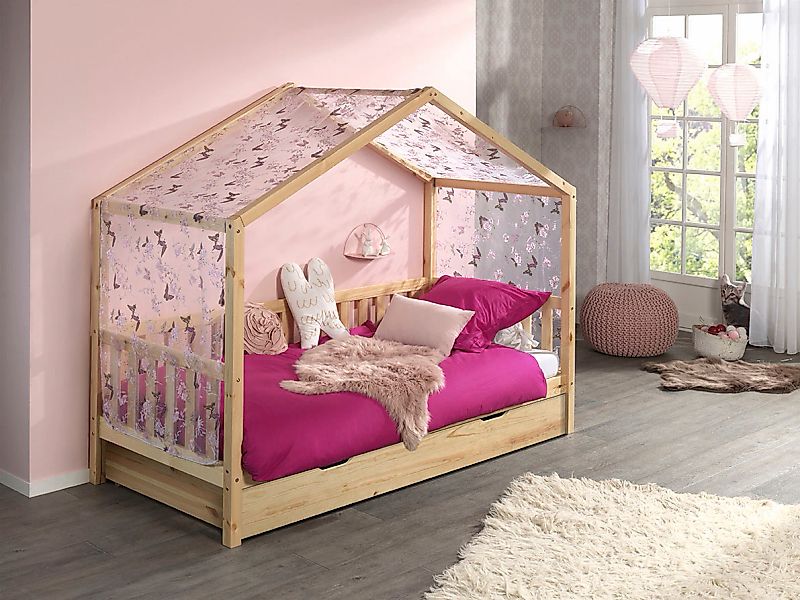 Vipack Hausbett "Dallas, mit Dachaufbau, Kiefer massiv, stabil gebaut", (B/ günstig online kaufen
