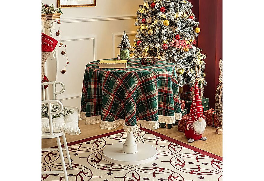 Sunicol Tischdecke Karierte Tischdecke mit Quasten, Rechteckig, Rund, für W günstig online kaufen