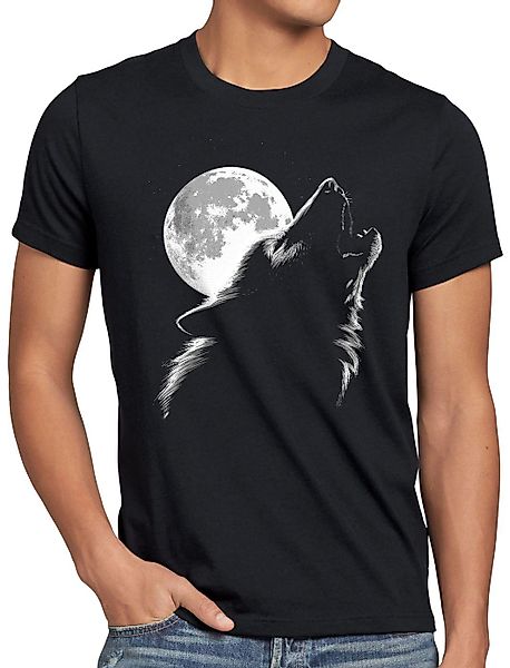 style3 T-Shirt Heulender Wolf bei Vollmond günstig online kaufen