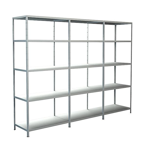 Schulte Steck-Grund- und 2 x Anbauregale 200 cm x 300 cm x 50 cm Weiß günstig online kaufen