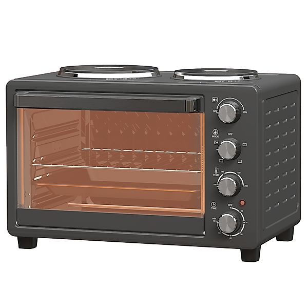 HOMCOM Minibackofen 28 L 2600W Mini Backofen 100-230℃ 60 Min. Timer, mit 2 günstig online kaufen