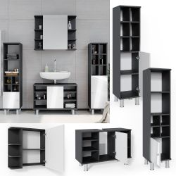 Vicco Badmöbel-Set Fynn, Anthrazit/Weiß, 4 Teile, günstig online kaufen