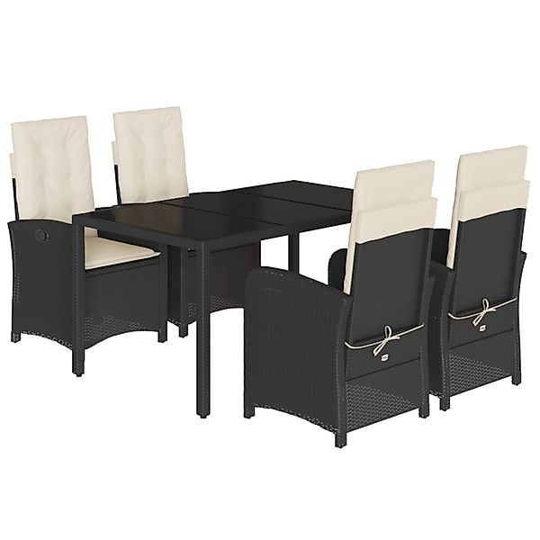 vidaXL 5-tlg Garten-Essgruppe mit Kissen Schwarz Poly Rattan Modell 150 günstig online kaufen