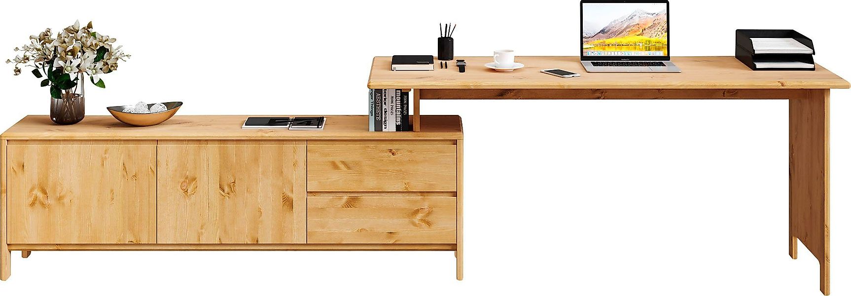 Home affaire Schreibtisch Luven, aus Massivholz, günstig online kaufen