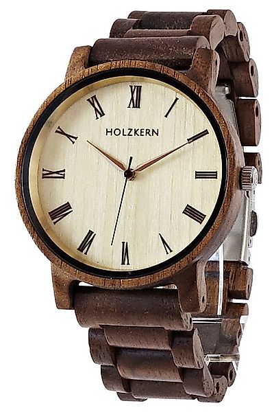 Holzkern Quarzuhr Armbanduhr Quarz Herbstdämmerung Walnuss/Ahorn günstig online kaufen