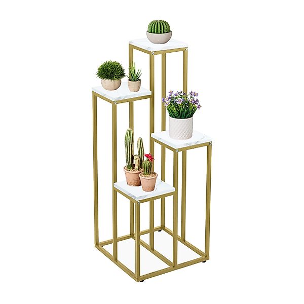 relaxdays Blumenständer Goldene Blumentreppe mit 4 günstig online kaufen