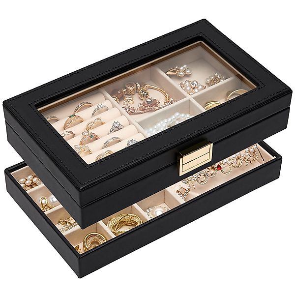 Yorbay Schmuckkasten Stapelbares Schmucktablett, mit Glasdeckel, günstig online kaufen
