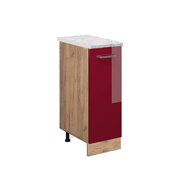 Vicco Apothekerschrank: R-Line Bordeaux Hochglanz/Goldkraft Eiche 30 cm AP günstig online kaufen