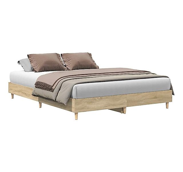 vidaXL Bett Bettgestell ohne Matratze Sonoma-Eiche 150x200 cm Holzwerkstoff günstig online kaufen