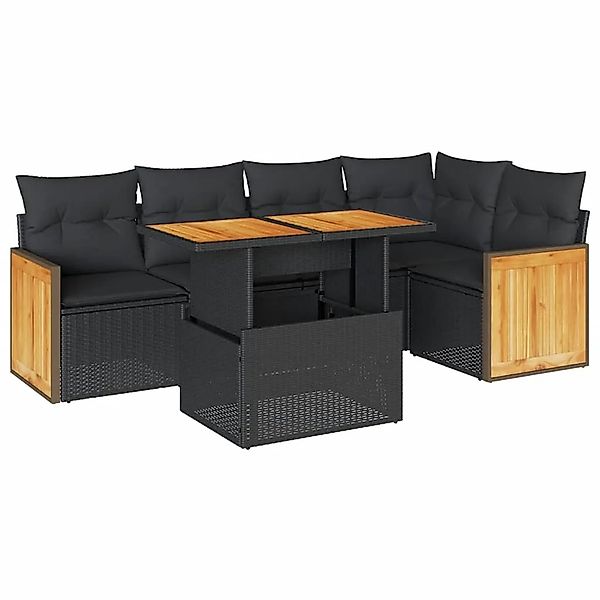 vidaXL 6-Tlg Garten-Sofagarnitur mit Kissen Schwarz Poly Rattan 3327709 günstig online kaufen