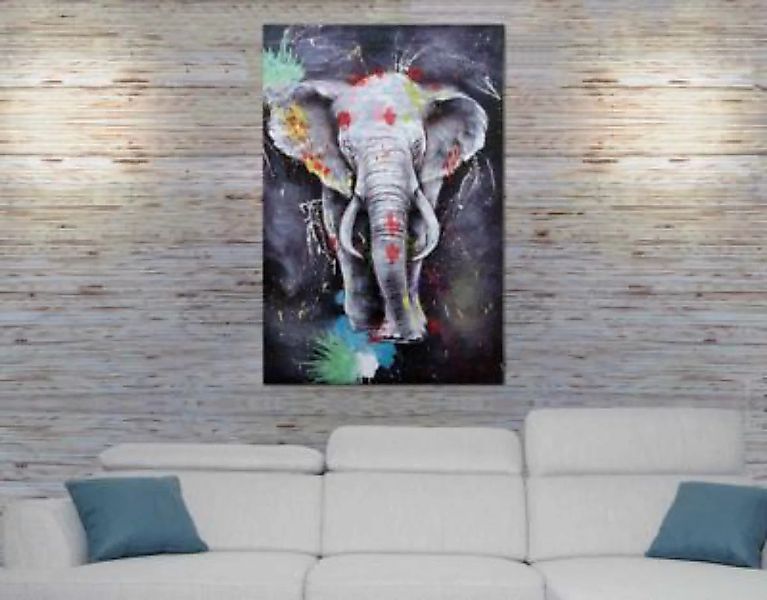 HWC Mendler Ölgemälde Elefant, handgemalt 180x120cm mehrfarbig günstig online kaufen