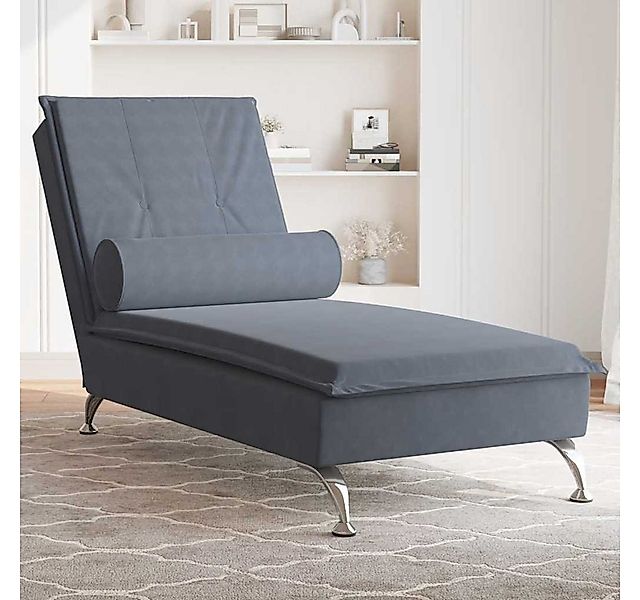 vidaXL Chaiselongue, Massage-Chaiselongue mit Nackenrolle Dunkelgrau Samt günstig online kaufen