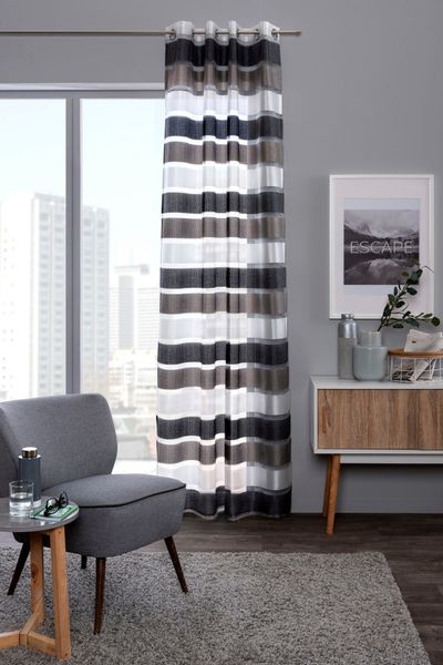 decolife Gardine "Scala" Ösen 1 Stk. tlg. Ösenschal mit farbigen Querstreif günstig online kaufen