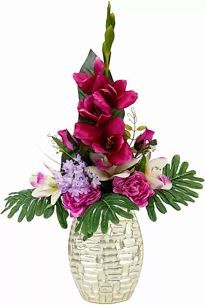 I.GE.A. Kunstpflanze "Arrangement Gladiole / Rosen in Vase" günstig online kaufen