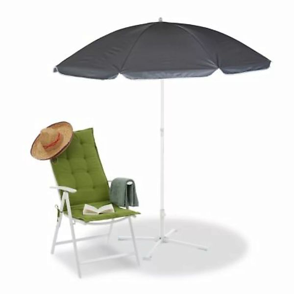 relaxdays Grauer Sonnenschirm 160 cm grau günstig online kaufen