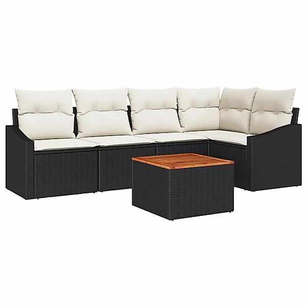 vidaXL Garten-Sofa-Set mit Kissen 6-Tlg Schwarz Poly Rattan 3347831 günstig online kaufen