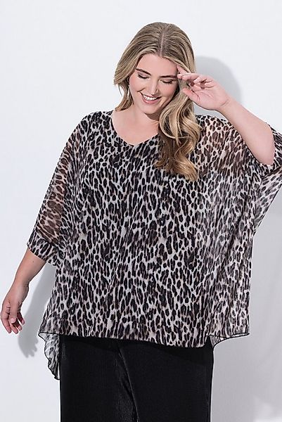 MIAMODA Druckbluse Mesh-Bluse oversized Leo blickdichtes Jerseytop günstig online kaufen