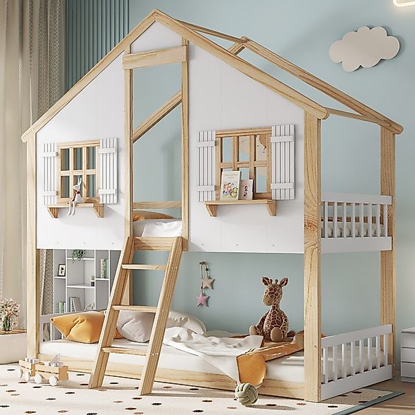 Flieks Etagenbett, Kinderbett Hausbett 90x200cm mit günstig online kaufen