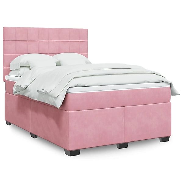 vidaXL Boxspringbett mit Matratze Rosa 140x190 cm Samt 3293211 günstig online kaufen