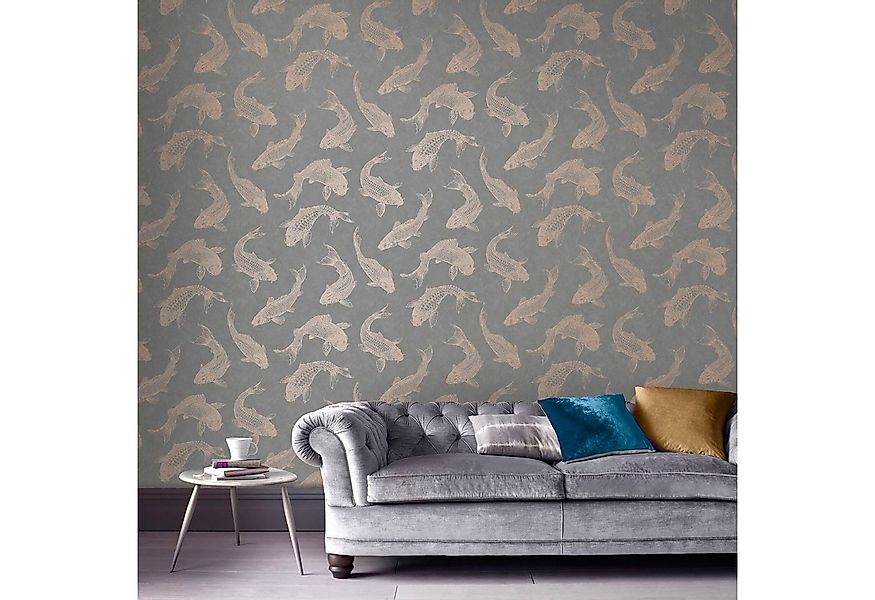 Superfresco Easy Vliestapete Superfresco Easy Vliestapete Fisch Kupfer Grau günstig online kaufen