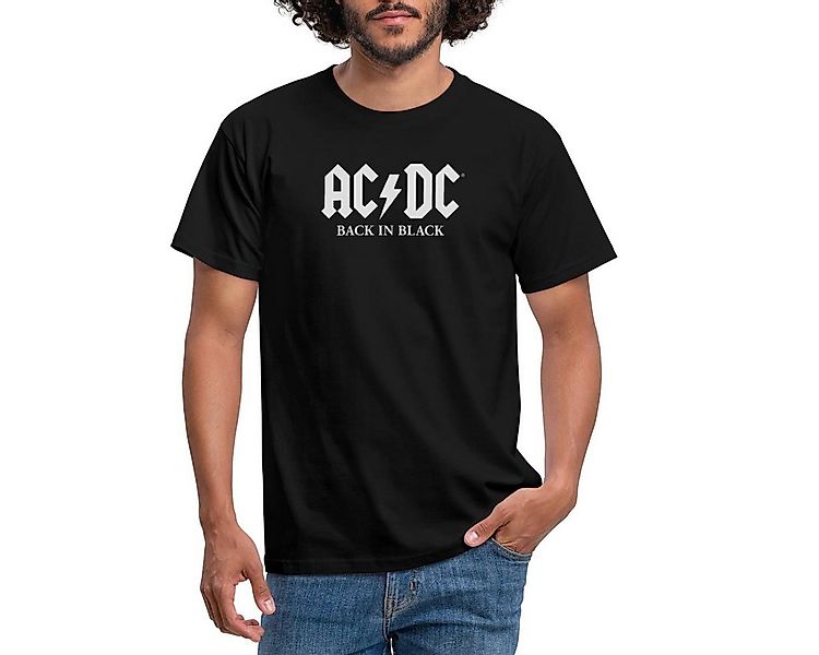 Spreadshirt T-Shirt AC/DC Back In Black Logo Mit Blitz Männer T-Shirt (1-tl günstig online kaufen