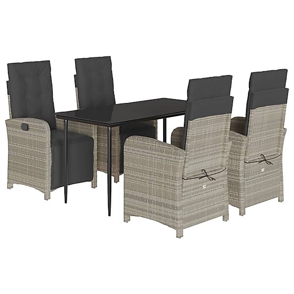 vidaXL 5-Tlg Garten-Essgruppe mit Kissen Hellgrau Poly Rattan 3212600 günstig online kaufen