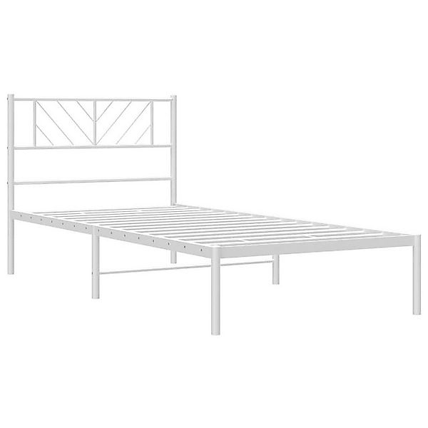 vidaXL Bett Bettgestell mit Kopfteil Metall Weiß 100x190 cm günstig online kaufen