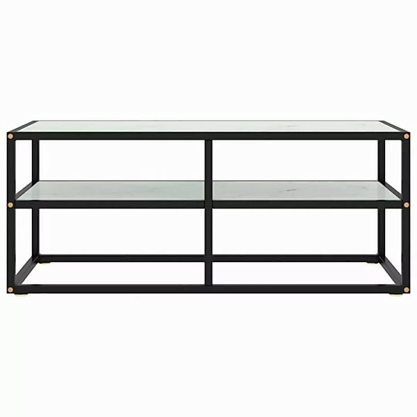 vidaXL TV-Schrank TV-Schrank Schwarz mit Weißer Marmor-Optik Glas 100x40x40 günstig online kaufen