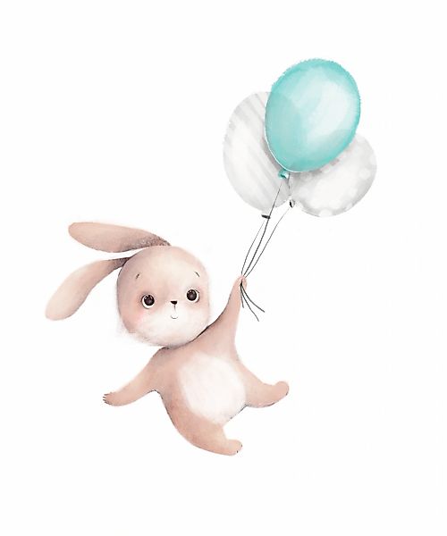 Lüttenhütt Poster "Fliegender Hase mit Luftballons", Fantasy-Hase-Hasen-Luf günstig online kaufen