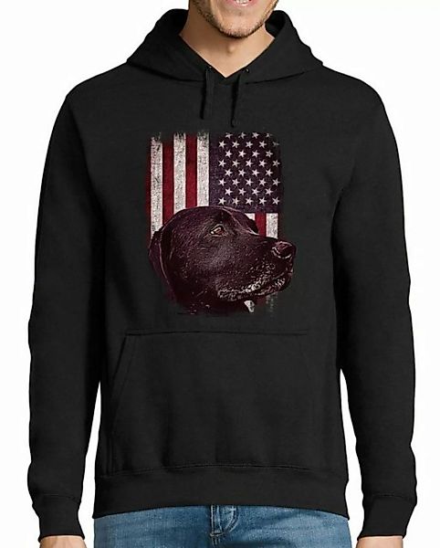 MyDesign24 Hoodie Herren Kapuzen Sweatshirt - schwarzer Labrador for USA Fl günstig online kaufen