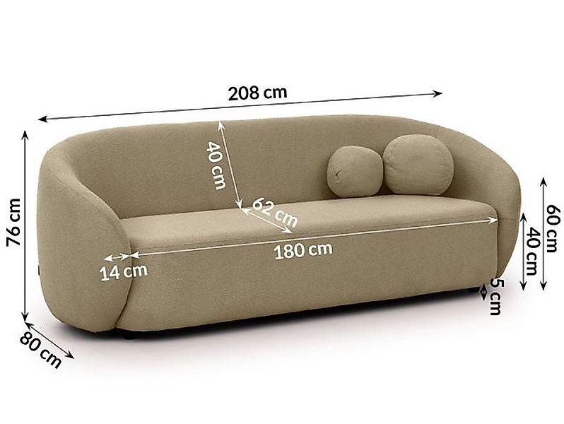 S-Style Möbel 3-Sitzer Sofa Roundi Bouclé Luxus & Moderne Kollektion günstig online kaufen