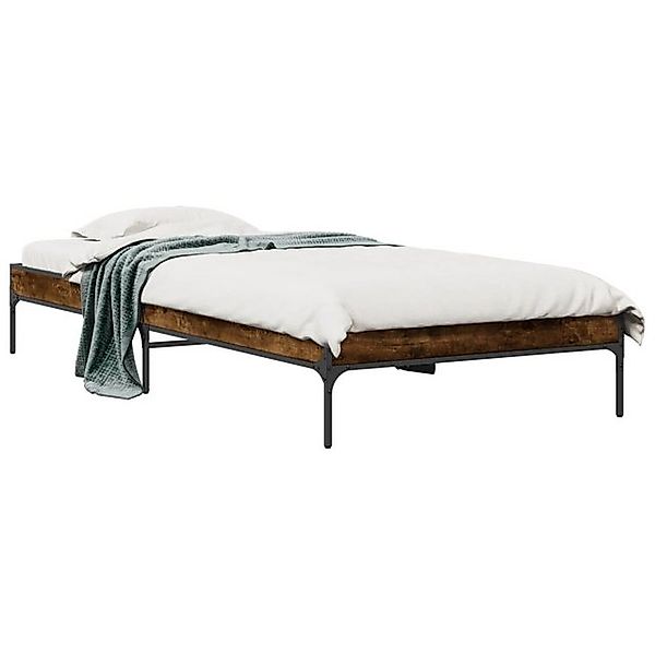 vidaXL Bettgestell, Bettrahmen Räuchereiche 75x190 cm Holzwerkstoff und Met günstig online kaufen