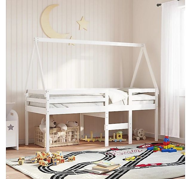 vidaXL Bett, Dach für Kinderbett Weiß 199x95,5x88 cm Massivholz Kiefer günstig online kaufen