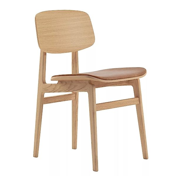 NORR 11 - NY11 Dining Chair Leder Gestell Eiche Natur - kamel/Sitzfläche Vi günstig online kaufen