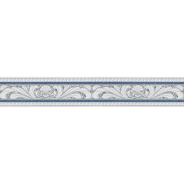 Bricoflor Barock Tapeten Bordüre in Grau und Blau Badezimmer und Küchen Bor günstig online kaufen