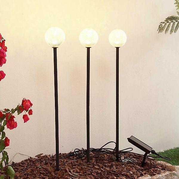 Lindby LED-Solarleuchte Brindley, 3er-Set, schwarz, Glas günstig online kaufen