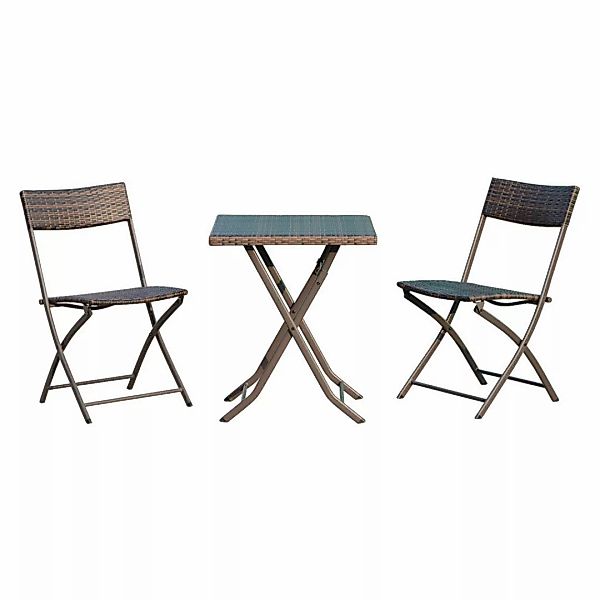 Outsunny Polyrattan Bistroset für 2 Personen, Rattan Sitzgruppe Gartenmöbel günstig online kaufen