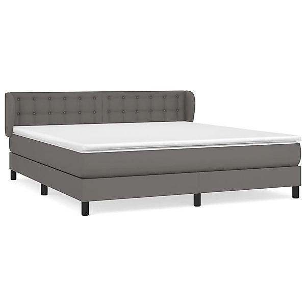 vidaXL Boxspringbett mit Matratze Grau 160x200 cm Kunstleder 3127323 günstig online kaufen