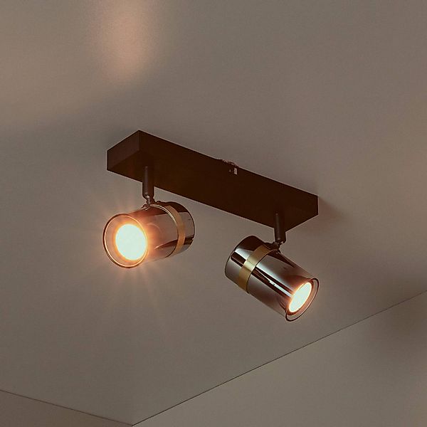 Deckenstrahler Upton, Länge 26 cm, schwarz/rauchgrau, 2-flg. günstig online kaufen