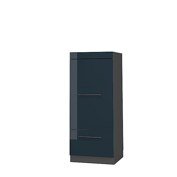 Vicco Mikrowellenschrank Fame-Line Dunkelblau Hochglanz/Anthrazit 60 cm günstig online kaufen