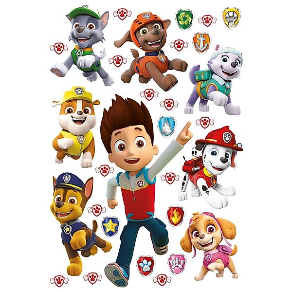 Sanders & Sanders Wandtattoo Paw Patrol Braun Rot und Gelb 42,5 x 65 cm 600 günstig online kaufen