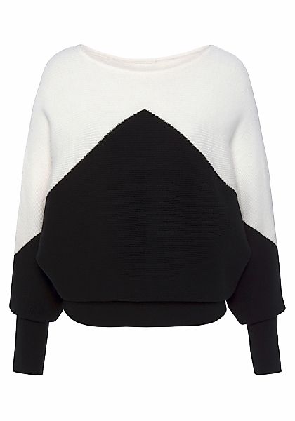 LASCANA Strickpullover, mit Colorblock-Optik und leichten Fledermausärmeln günstig online kaufen