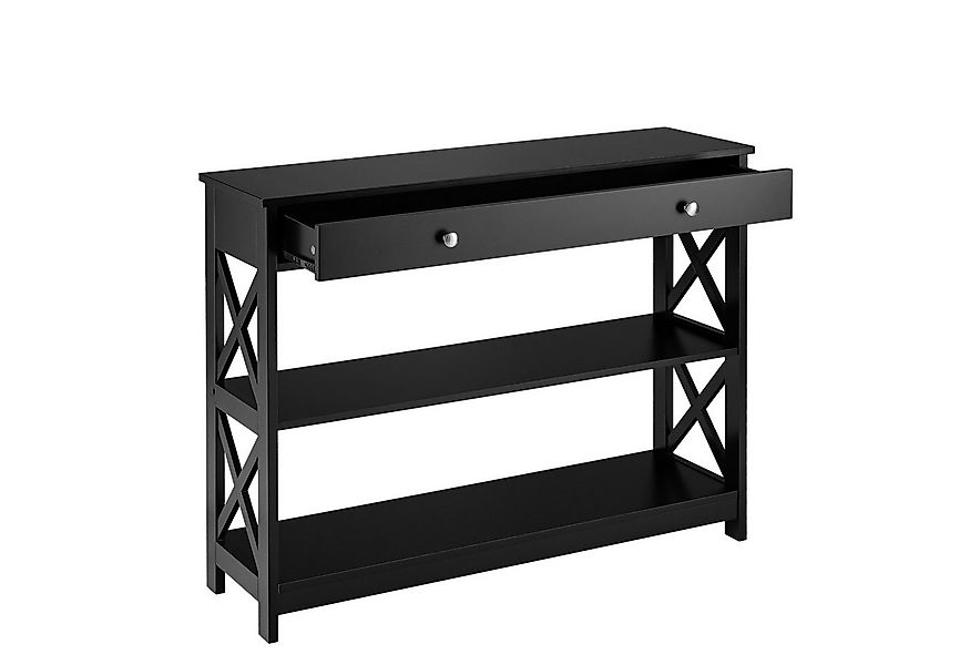 COSTWAY Konsolentisch, 3 Ebenen mit Schublade, Holz, 100 x 30 x 80 cm günstig online kaufen