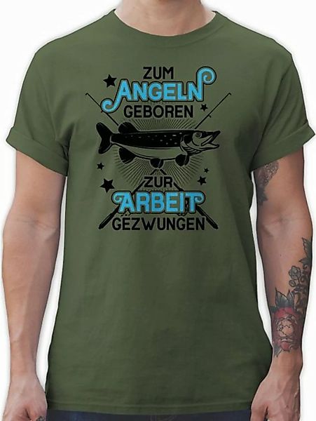 Shirtracer T-Shirt Zum Angeln geboren - Zur Arbeit gezwungen - schwarz Angl günstig online kaufen