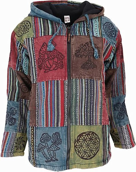 Guru-Shop Strickjacke Goa Jacke, Patchwork Sweatshirt Jacke - blau/bunt Eth günstig online kaufen