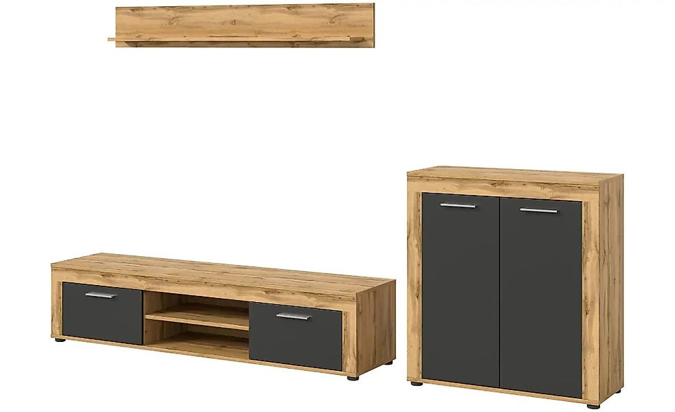 Wohnwand  Bardenas ¦ holzfarben ¦ Maße (cm): B: 255 H: 159 Kommoden & Sideb günstig online kaufen