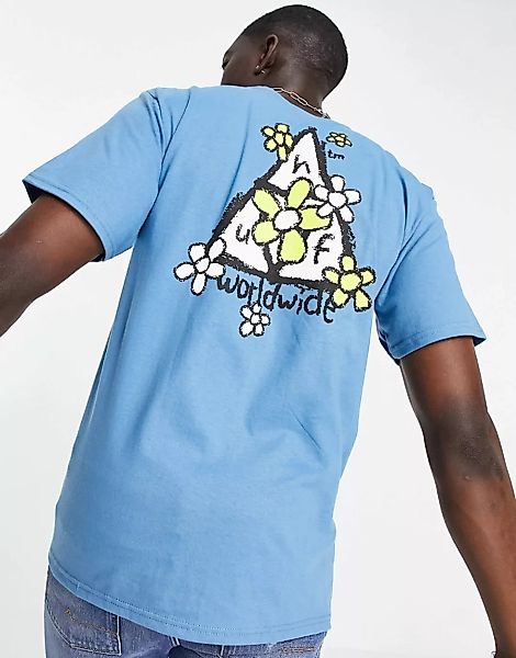 HUF – Pushing Daisies – T-Shirt mit Triple-Dreieck in Blau günstig online kaufen