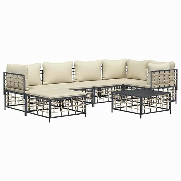 Vidaxl 7-tlg. Garten-lounge-set Mit Kissen Anthrazit Poly Rattan günstig online kaufen